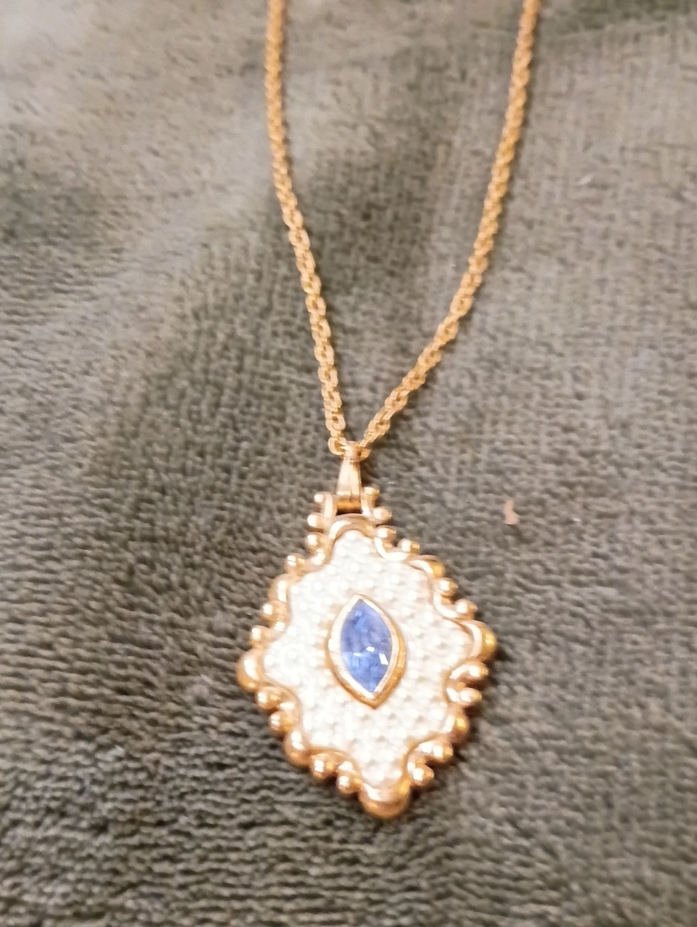 1975 Vintage Evil Eye Avon Necklace Faux Pearls On 20" Chain